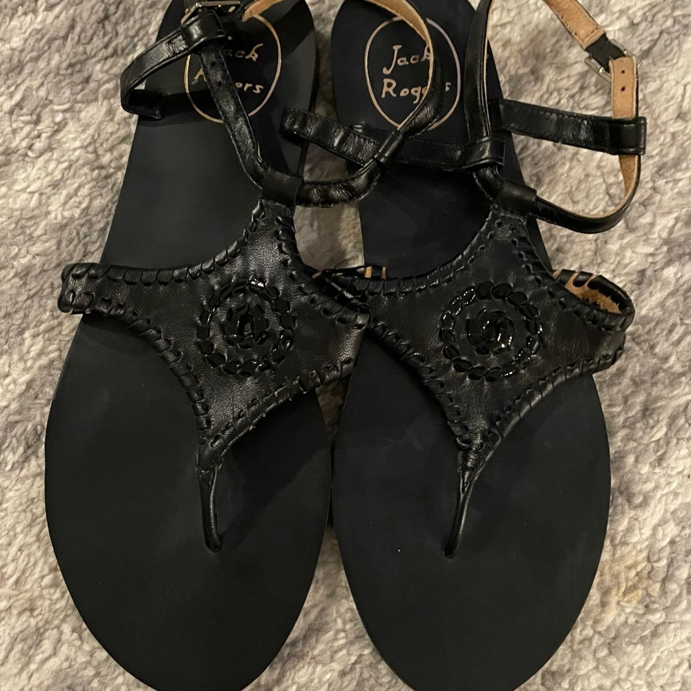 Jack Rogers Black Leather Sandals